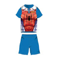 Summer short sleeve cotton pajamas for kids - Spiderman - mid blue - 122