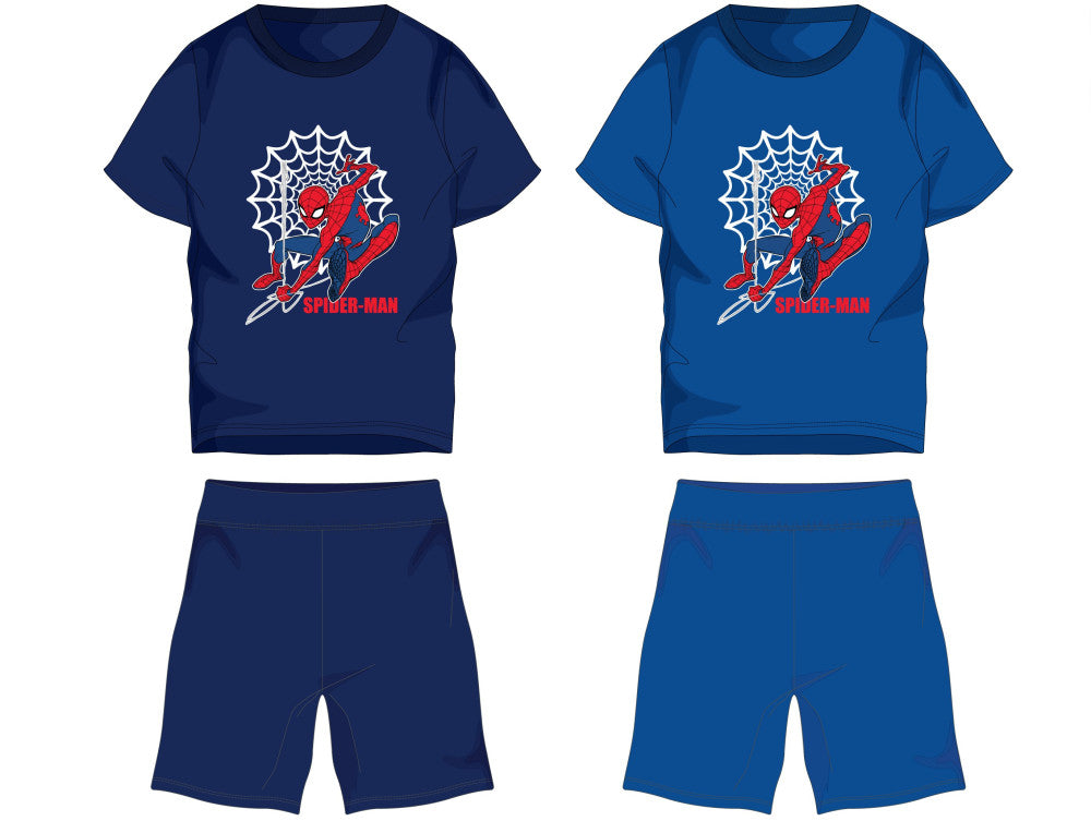 Spiderman cotton summer ensemble - t-shirt and shorts set - medium blue - 128