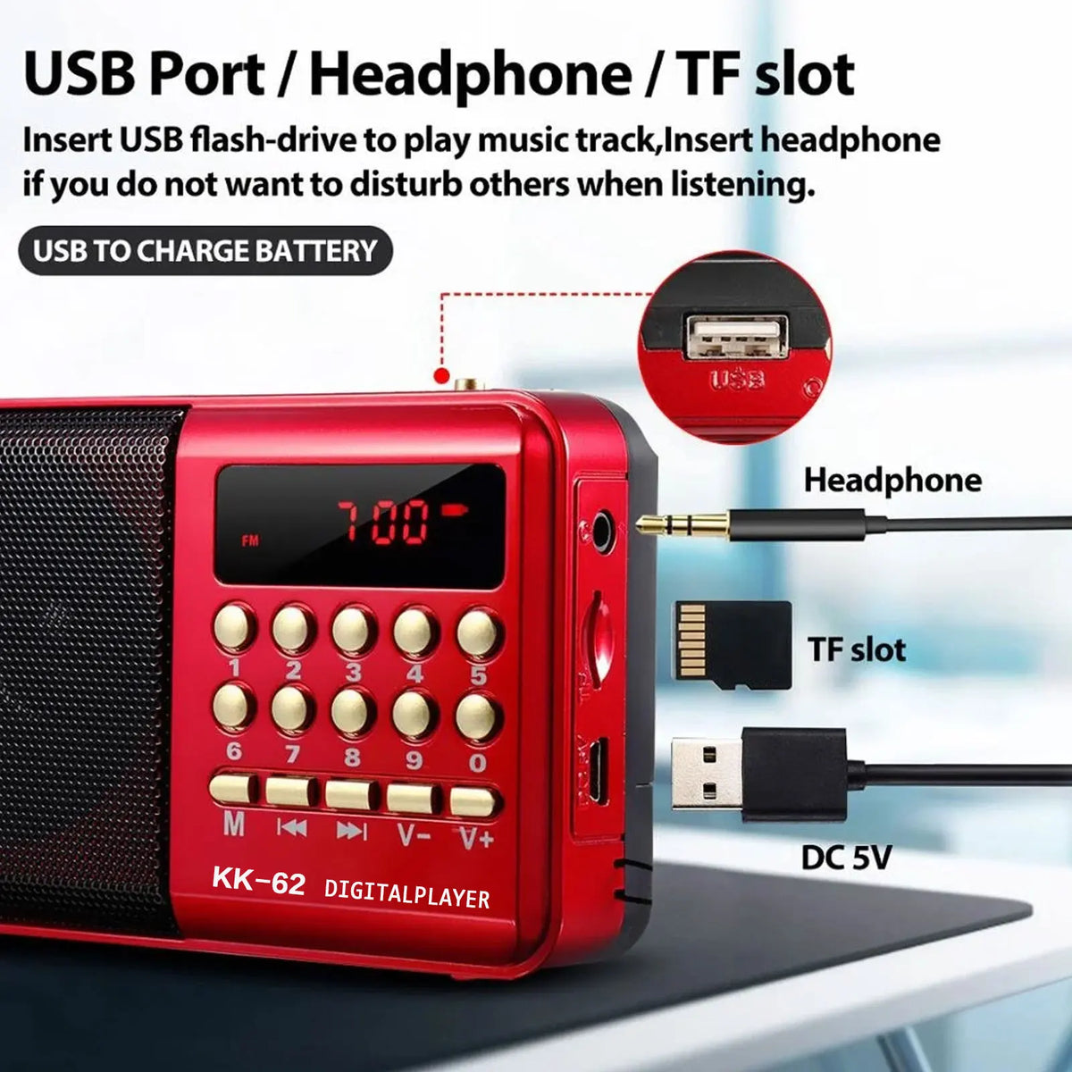 Mini Portable Rechargeable Digital Fm Radio & Mp3 Player - Radios at Dealshubindia