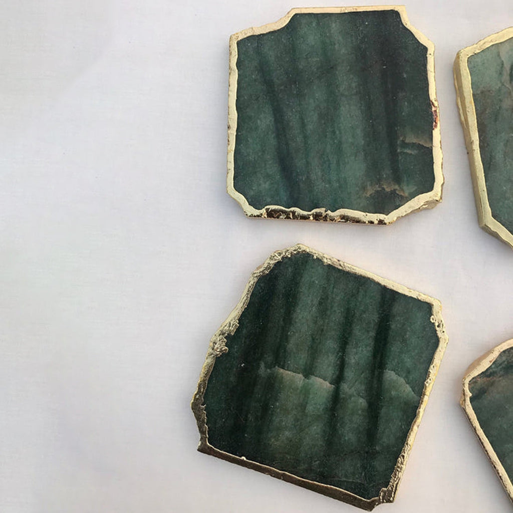 Sage Green Aventurine Natural Edge Coasters – Set of 4