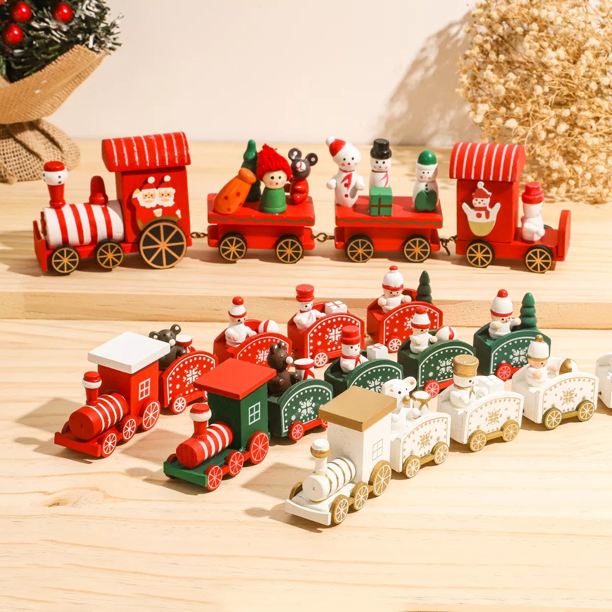 Rustic Wooden Train Christmas Ornament – Festive Merry Christmas Decoration-4