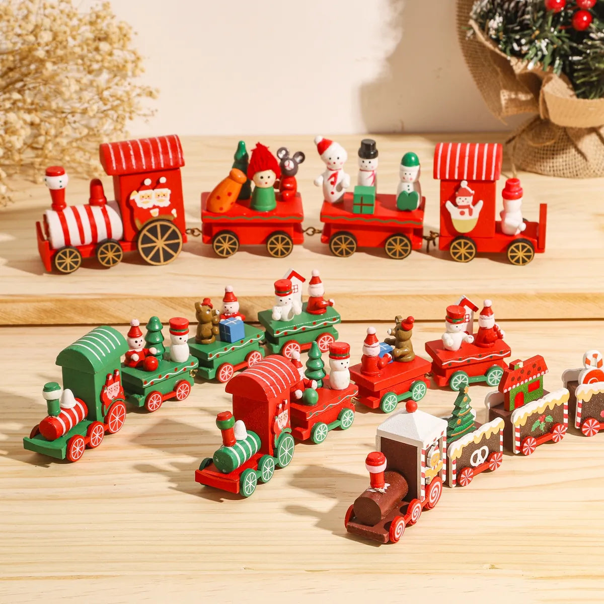 Rustic Wooden Train Christmas Ornament – Festive Merry Christmas Decoration-2