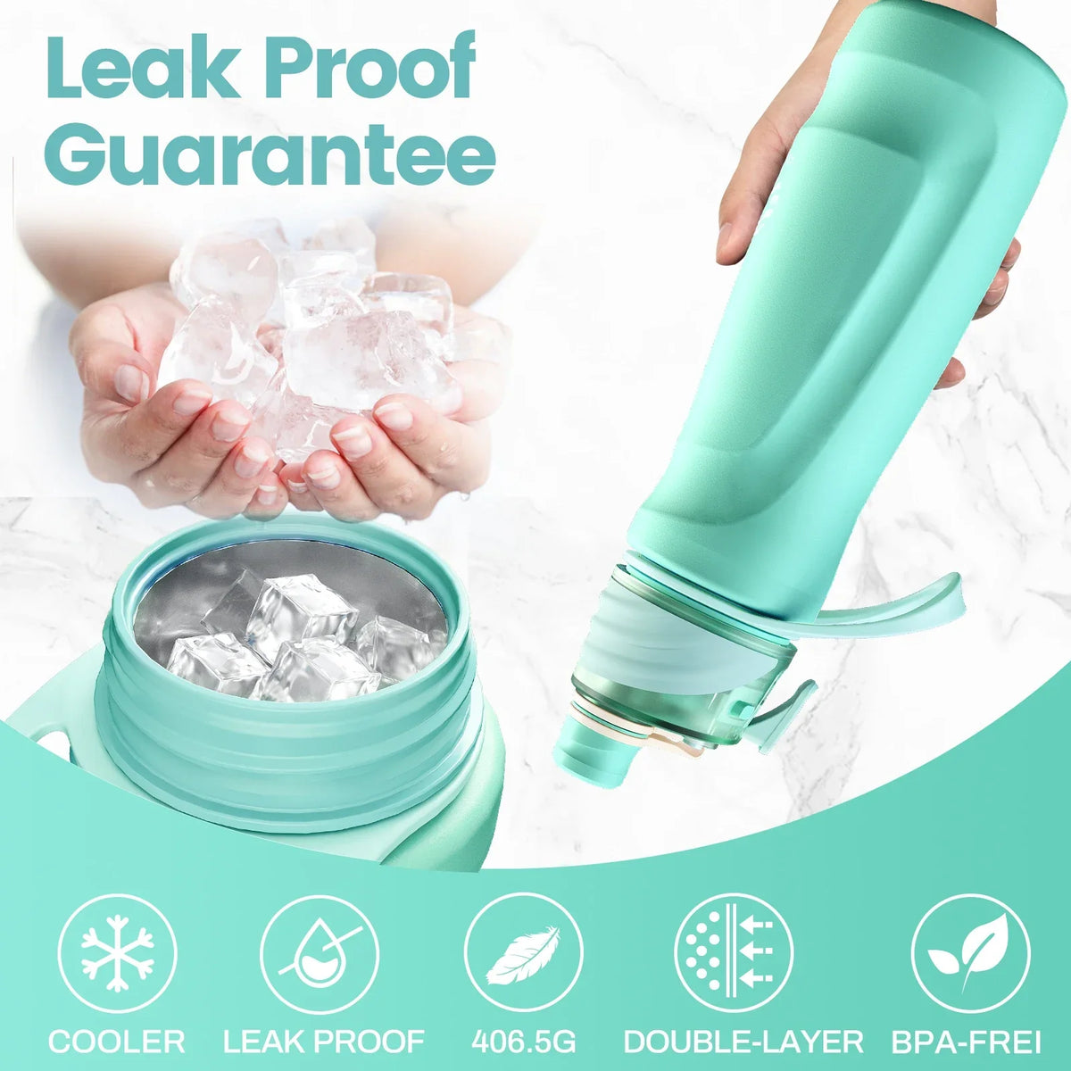 750ML Spray Water Bottle Green