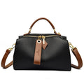 Crossbody Tote Bag Solid PU Leather Shoulder Women (Black) - Apparel & Accessories > Handbags, Wallet's & Cases > Handbags > Cross Body Bags at Dealshubindia
