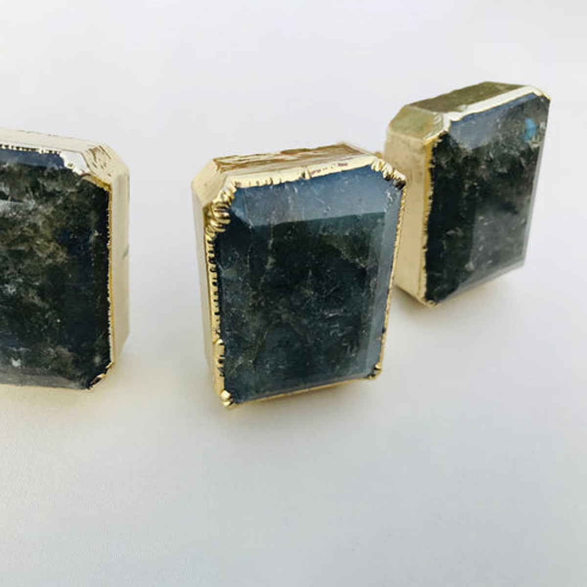 Emerald-Cut Labradorite Cabinet Knobs