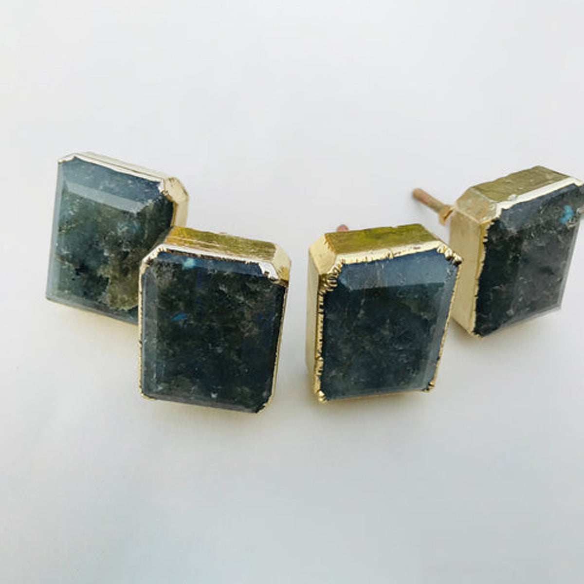Emerald-Cut Labradorite Cabinet Knobs