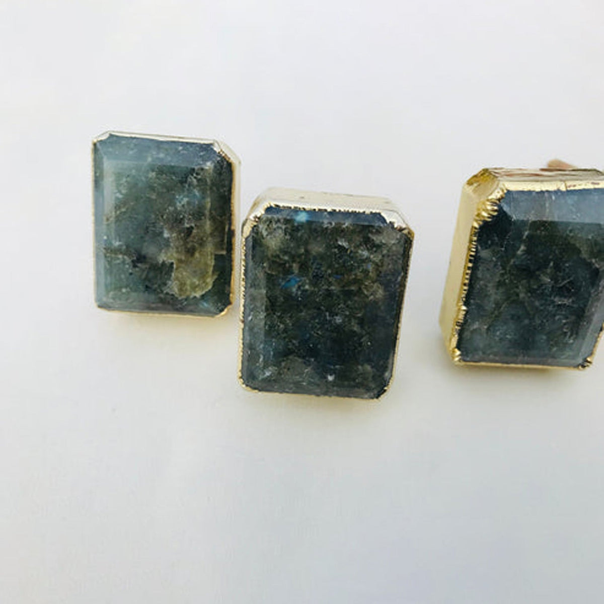 Emerald-Cut Labradorite Cabinet Knobs