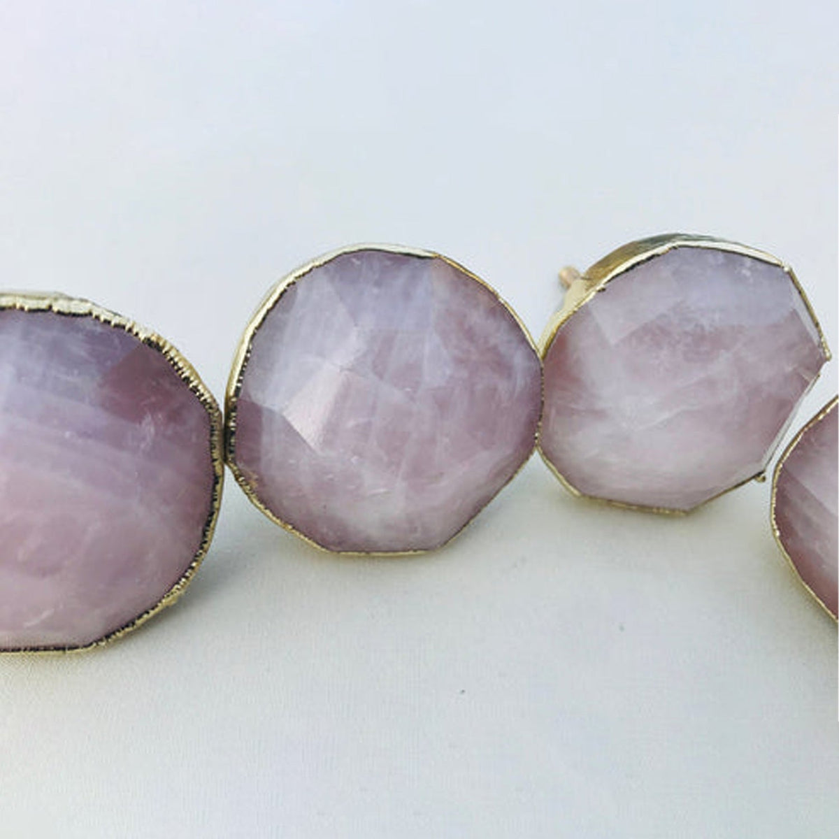 Large Faceted Rose Quartz/Gemstone/Agate Classic Vintage Finish Cabinet Drawer Pull Wardrobe Dresser Interior Decorative Handle