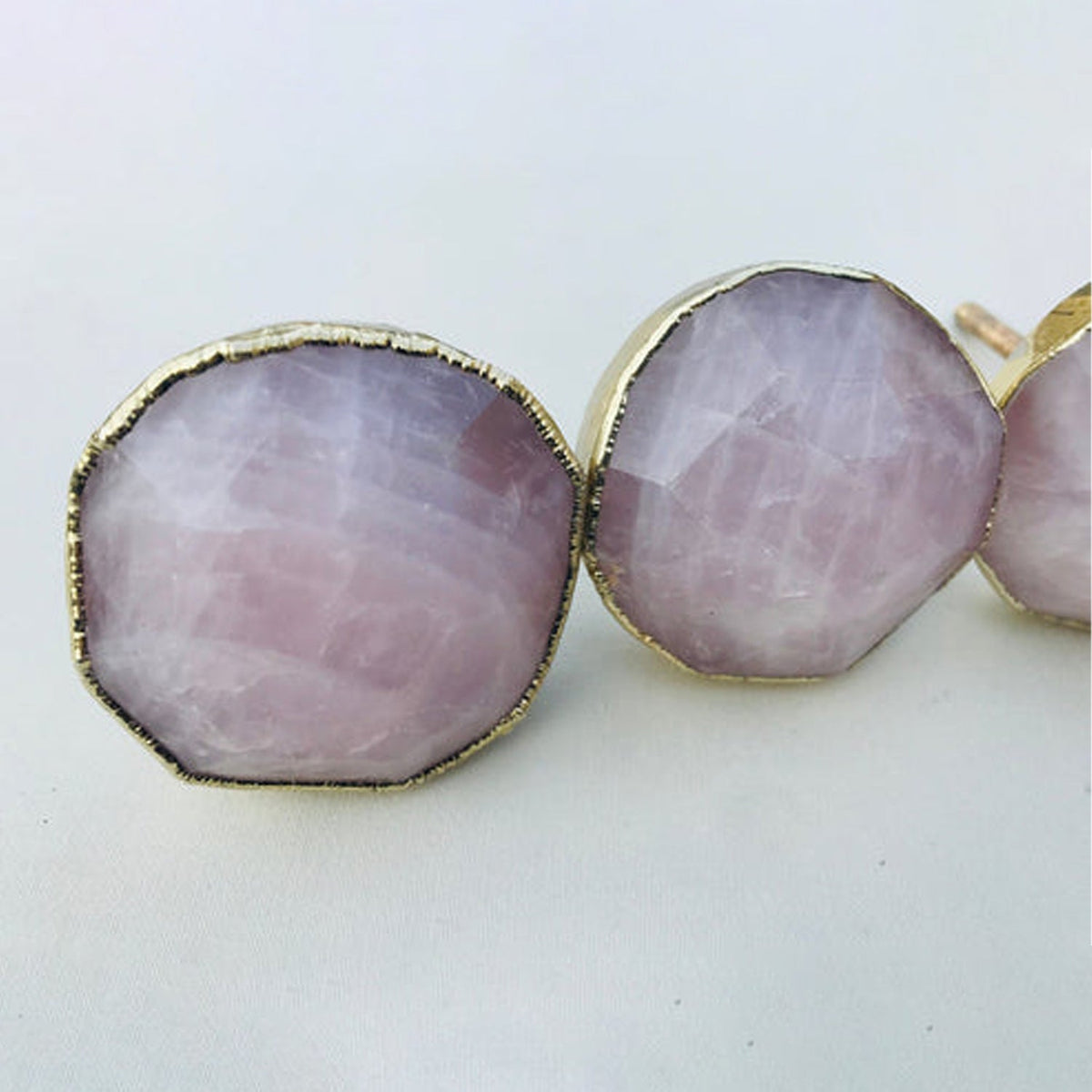 Large Faceted Rose Quartz/Gemstone/Agate Classic Vintage Finish Cabinet Drawer Pull Wardrobe Dresser Interior Decorative Handle