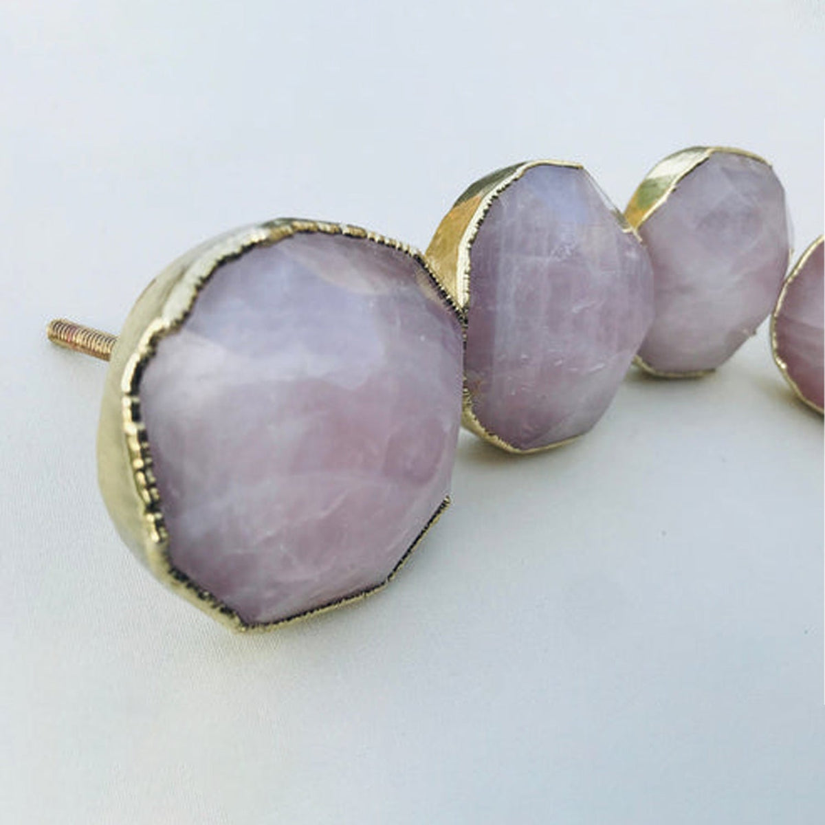 Large Faceted Rose Quartz/Gemstone/Agate Classic Vintage Finish Cabinet Drawer Pull Wardrobe Dresser Interior Decorative Handle