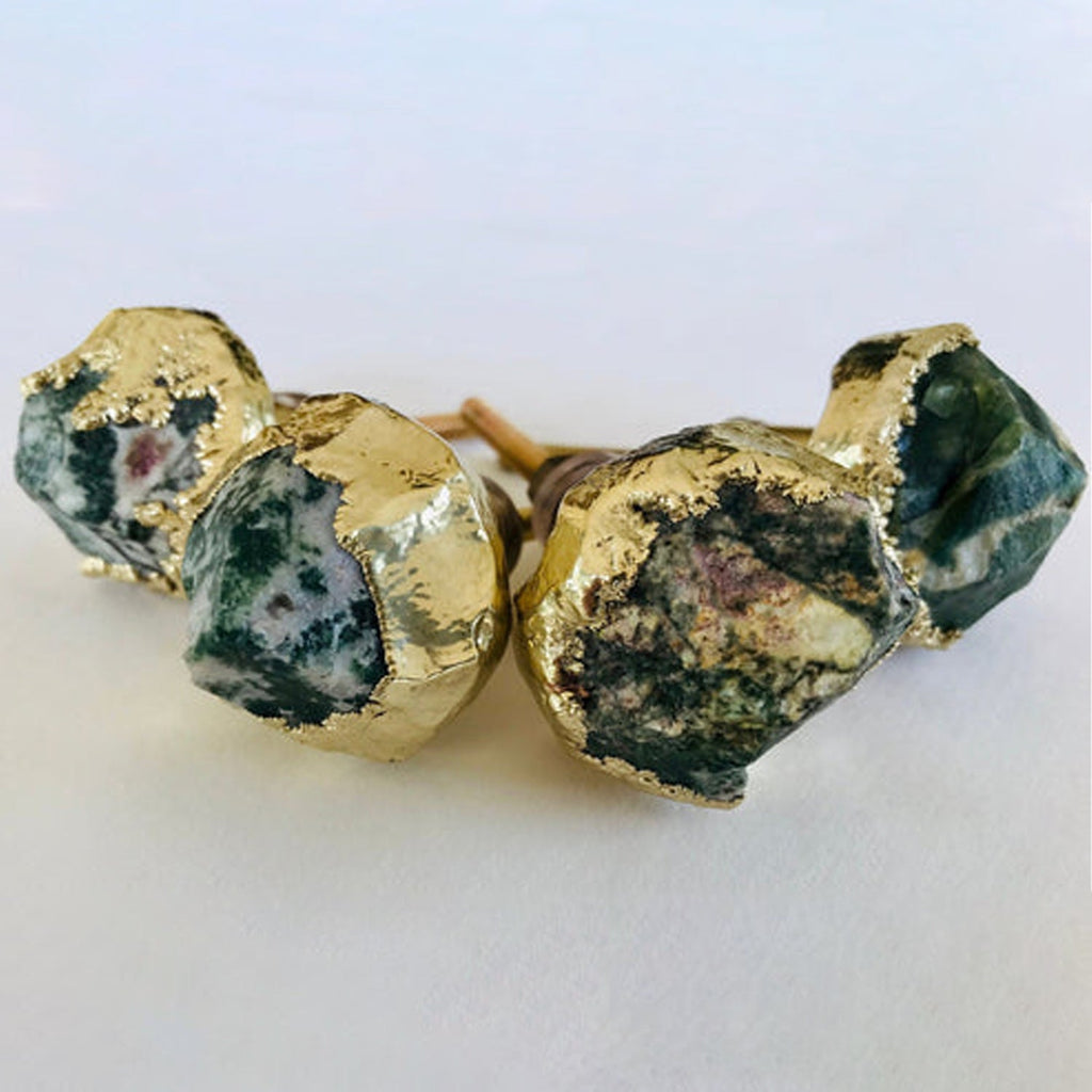 Moss Agate Nugget Cabinet Knobs