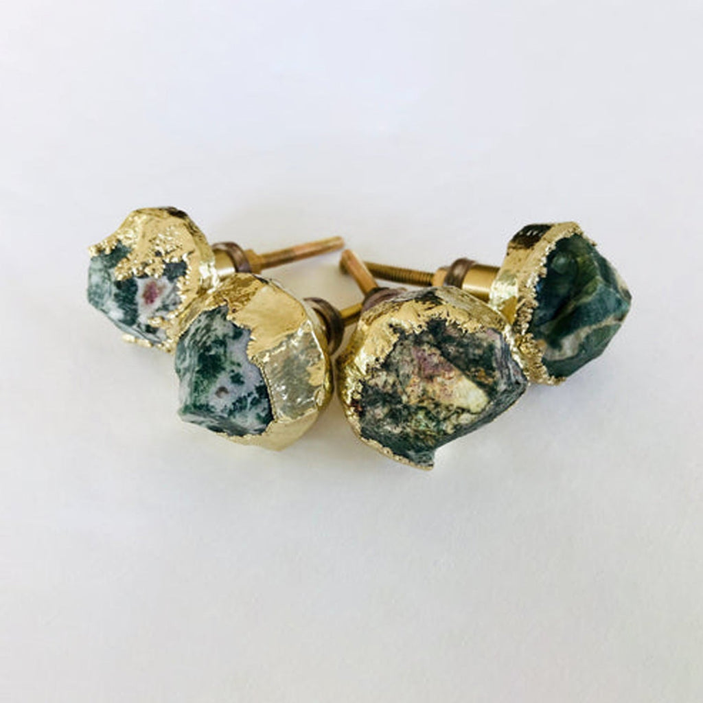 Moss Agate Nugget Cabinet Knobs