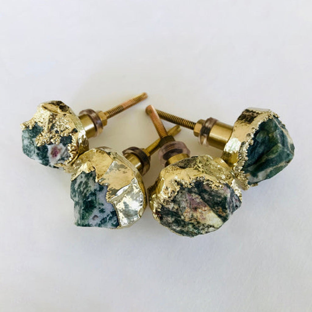 Moss Agate Nugget Cabinet Knobs