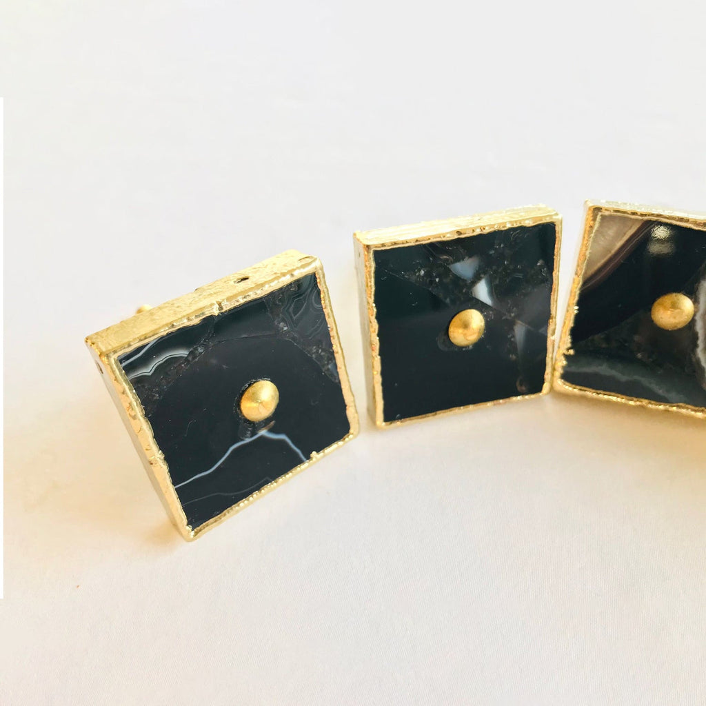 Square Black Agate Classic Vintage Finish Cabinet Drawer Pull Dresser Handle Knobs