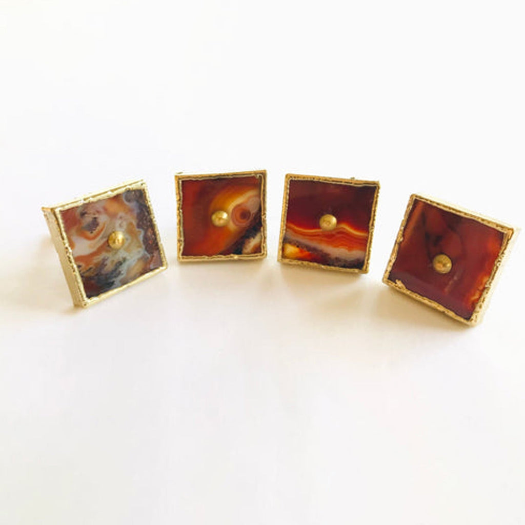 Square Red Agate Cabinet Knobs