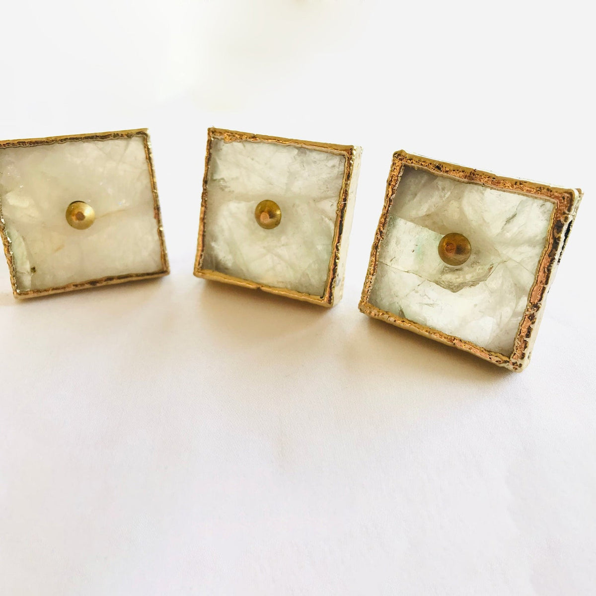 Square White Agate Classic Vintage Finish Cabinet Drawer Pull Dresser Handle Knobs
