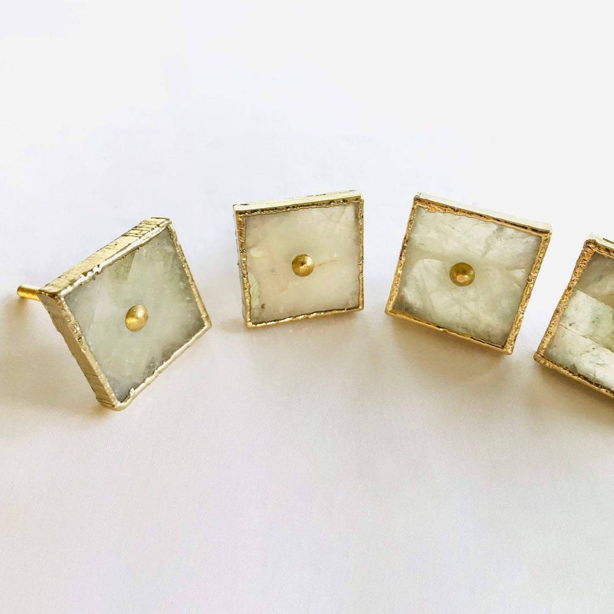 Square White Agate Classic Vintage Finish Cabinet Drawer Pull Dresser Handle Knobs