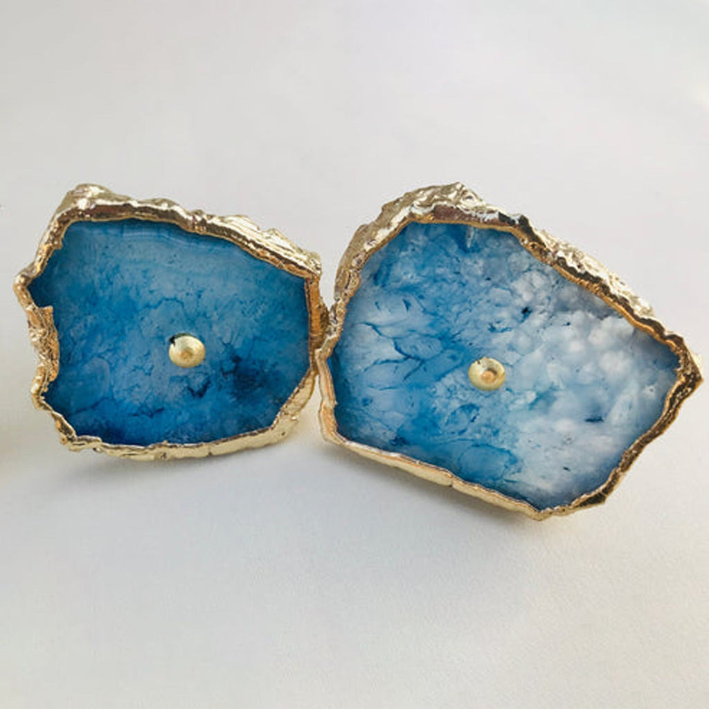 Blue Agate Slice Cabinet Knobs