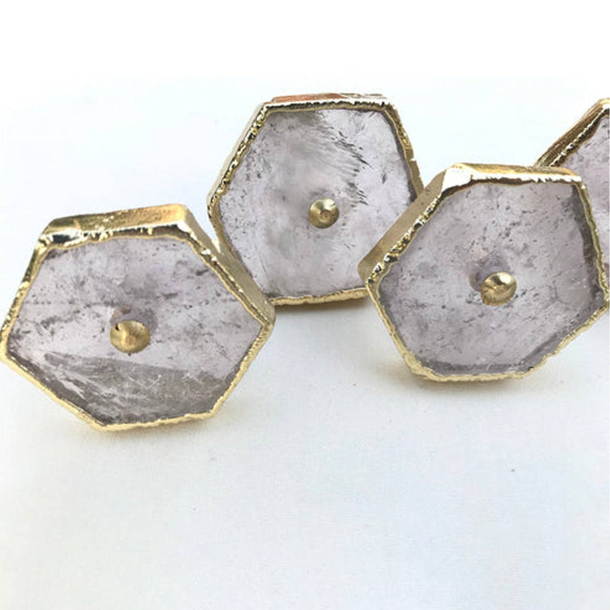Clear Crystal Hexagon Agate Classic Vintage Finish Cabinet Drawer Pull Wardrobe Dresser Interior Decorative Handle