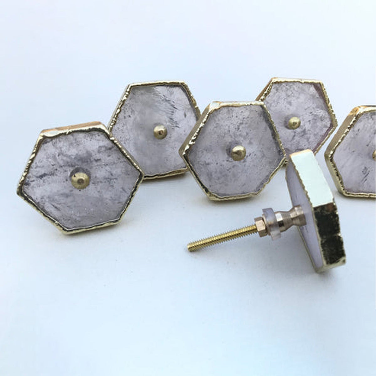 Clear Crystal Hexagon Agate Classic Vintage Finish Cabinet Drawer Pull Wardrobe Dresser Interior Decorative Handle