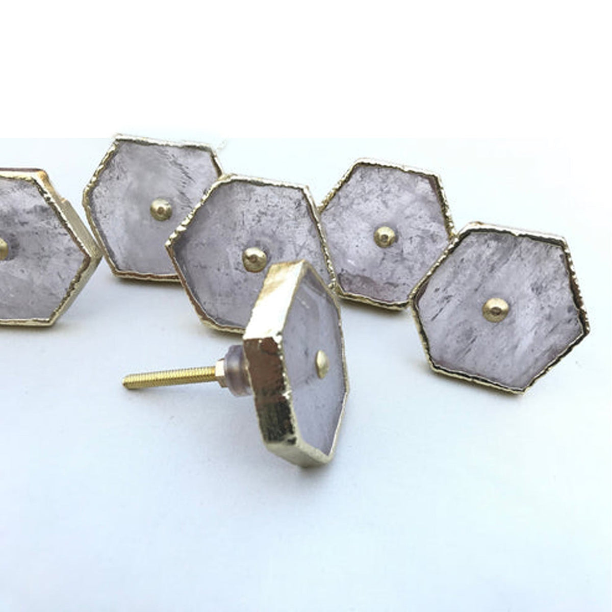 Clear Crystal Hexagon Agate Classic Vintage Finish Cabinet Drawer Pull Wardrobe Dresser Interior Decorative Handle
