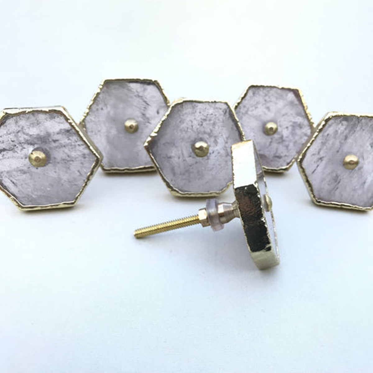Clear Crystal Hexagon Agate Classic Vintage Finish Cabinet Drawer Pull Wardrobe Dresser Interior Decorative Handle