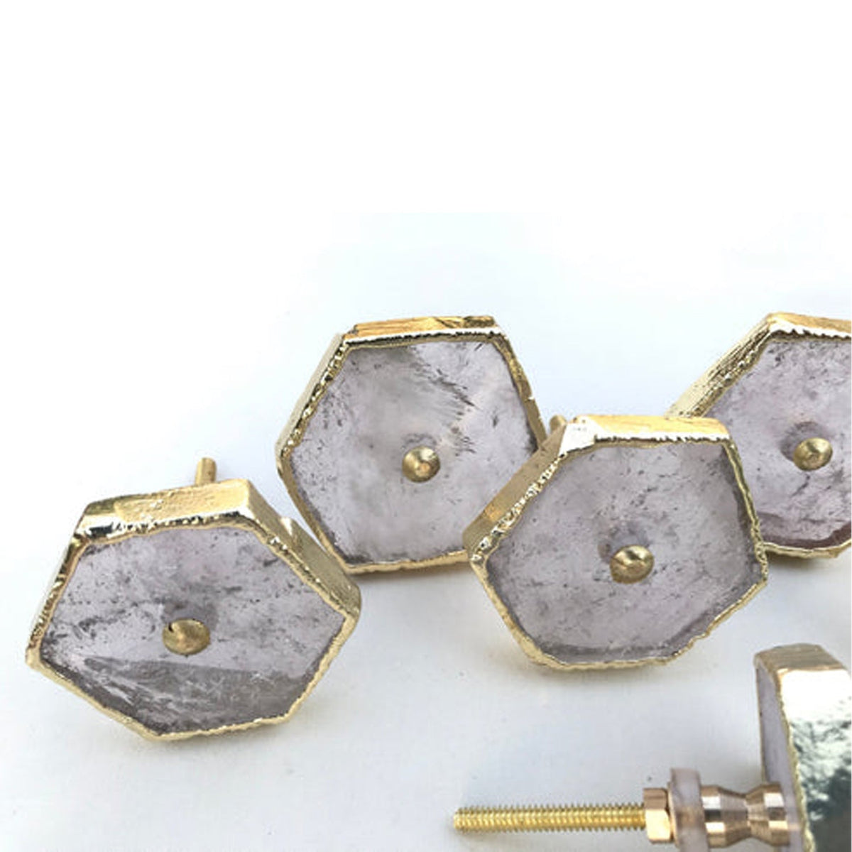 Clear Crystal Hexagon Agate Classic Vintage Finish Cabinet Drawer Pull Wardrobe Dresser Interior Decorative Handle