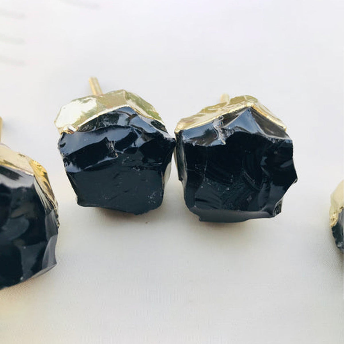 Raw Black Obsidian Cabinet Knobs