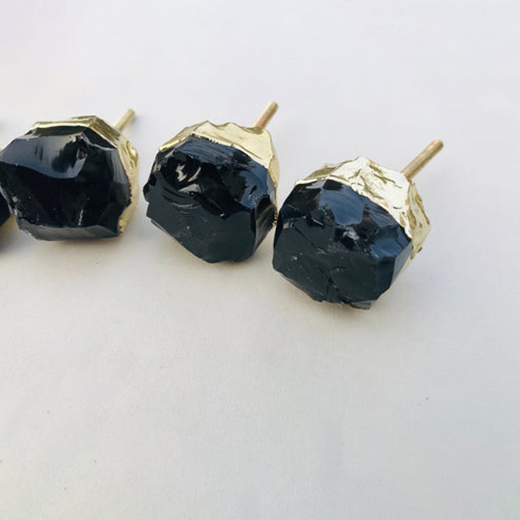Raw Black Obsidian Cabinet Knobs