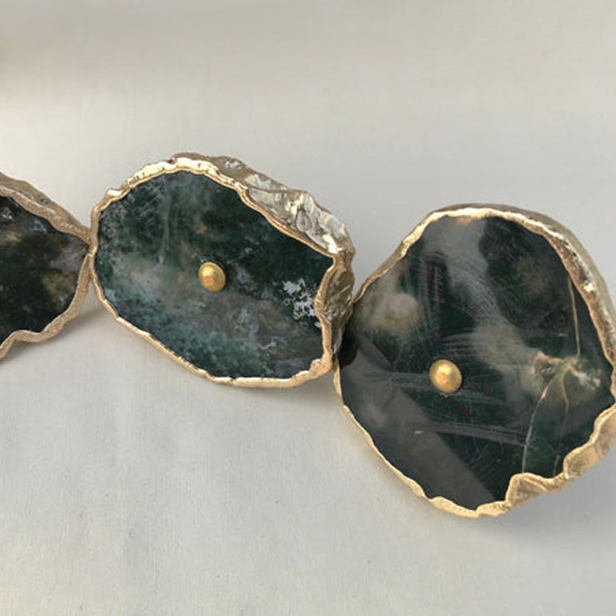 Moss Agate Slice Cabinet Knobs