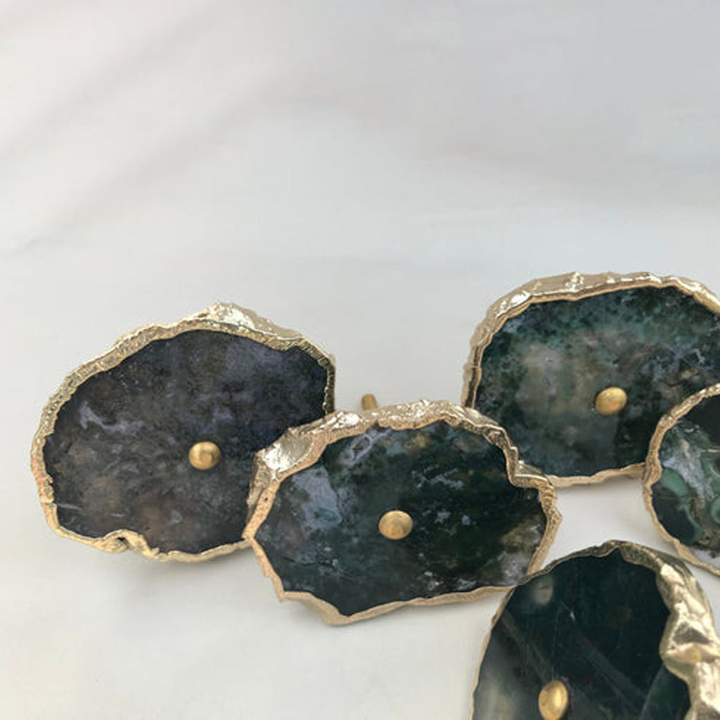 Moss Agate Slice Cabinet Knobs