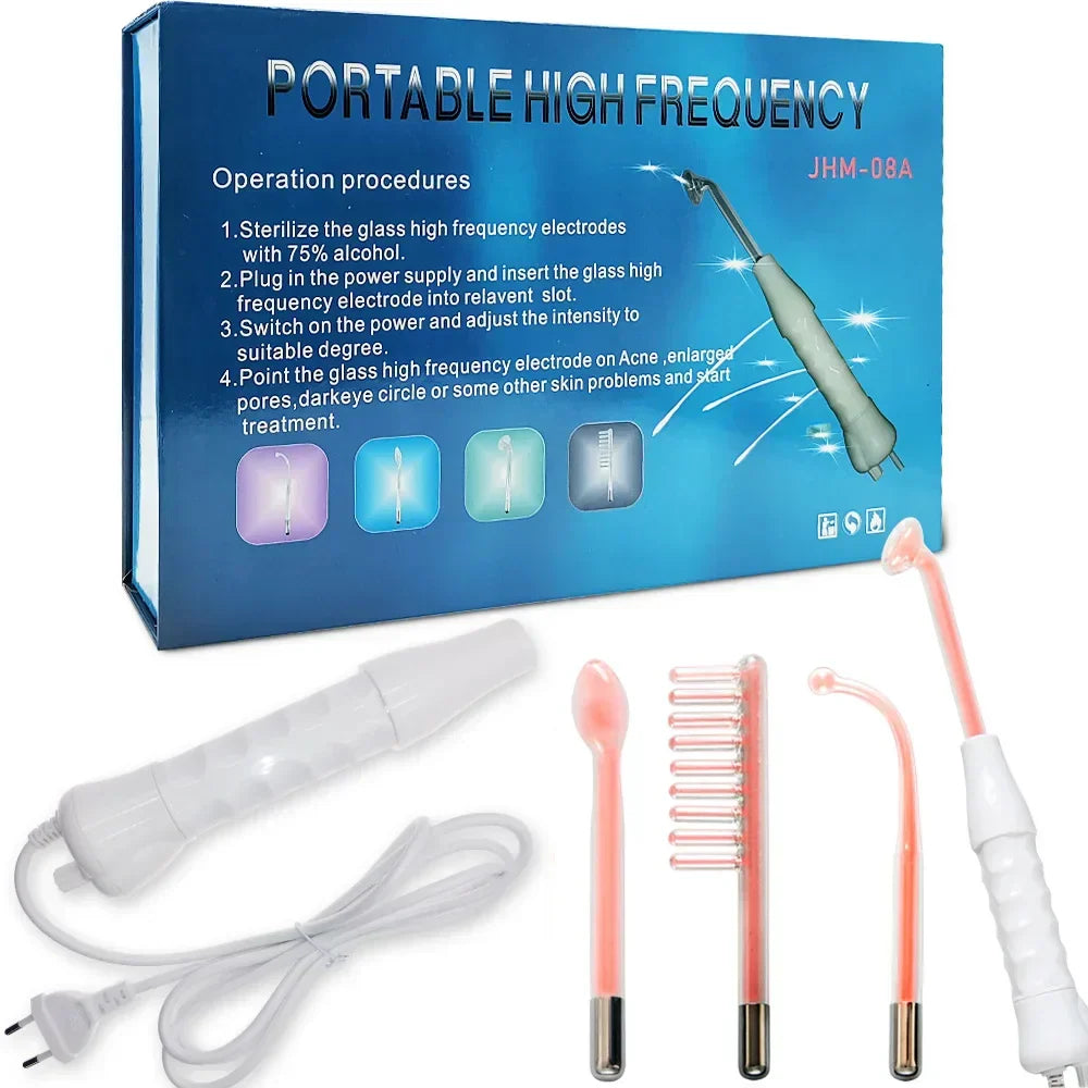 4-in-1 Portable High-Frequency Beauty Device - Spot Remover, Facial Care, Spa Derma Wand