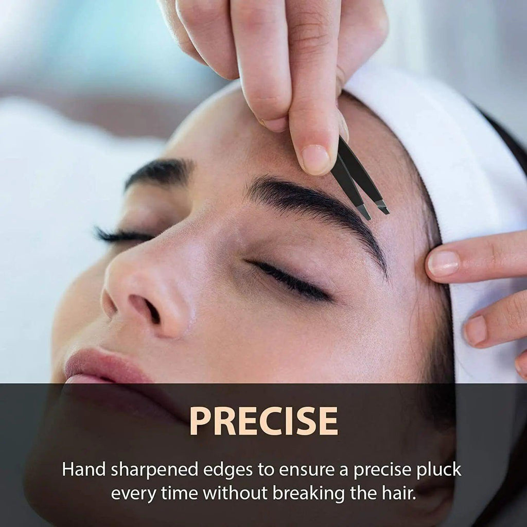 Stainless Steel Hair Eyebrow Tweezers Plucker Puller Beauty Slanted Nail Tip