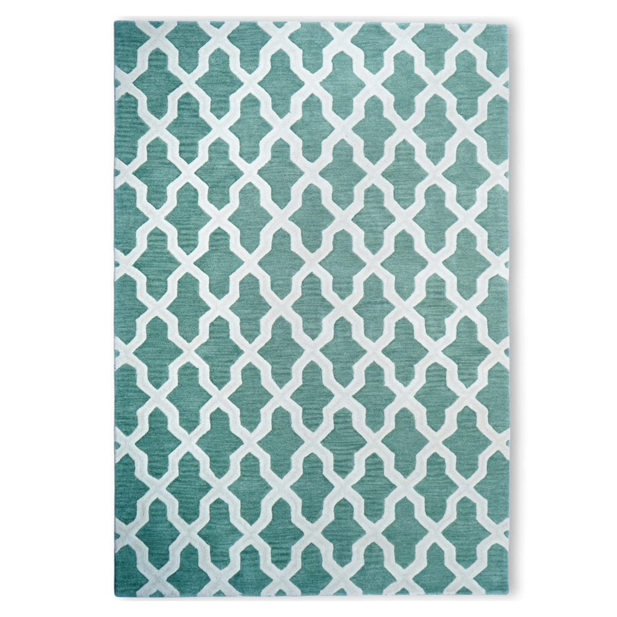 Hand Tufted Rug | Teal & White | Wool | Chikoon by Rugfine-0