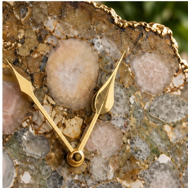 Conglomerate Quartz Large Wall/Desk Clock