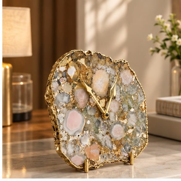 Conglomerate Quartz Large Wall/Desk Clock