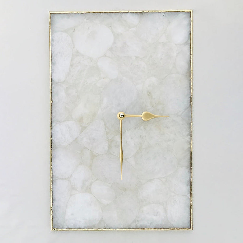 White Crystal Agate Large Wall Clock