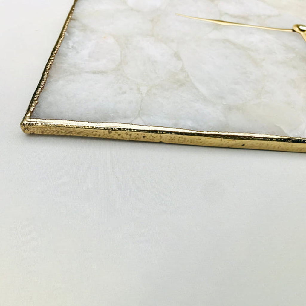 White Crystal Agate Large Wall Clock