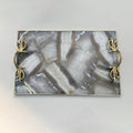 Wild Agate Serving Tray with Brass Handles