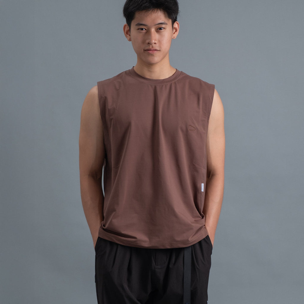 Sleeveless 2-Tone / Cotton - Maroon