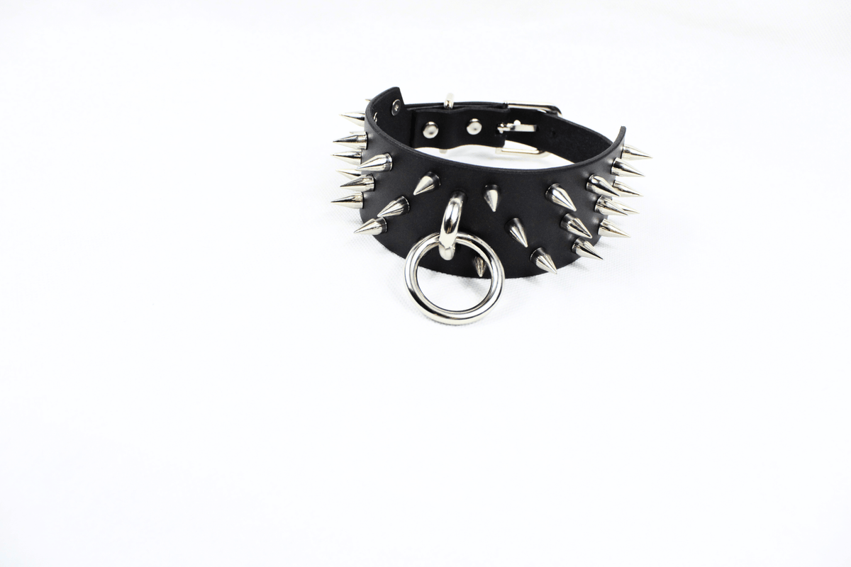 Dominion Leather Collar – Spiked BDSM Posture Collar Choker