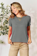 Basic Bae Full Size Round Neck Short Sleeve T-Shirt for Women - n/a at Dealshubindia