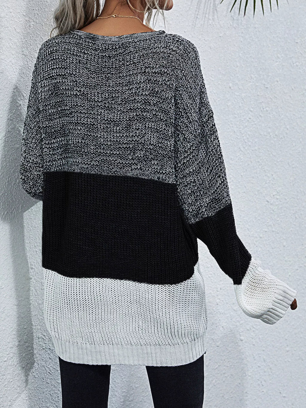 Color Block Round Neck Oversized Sweater - n/a at Dealshubindia