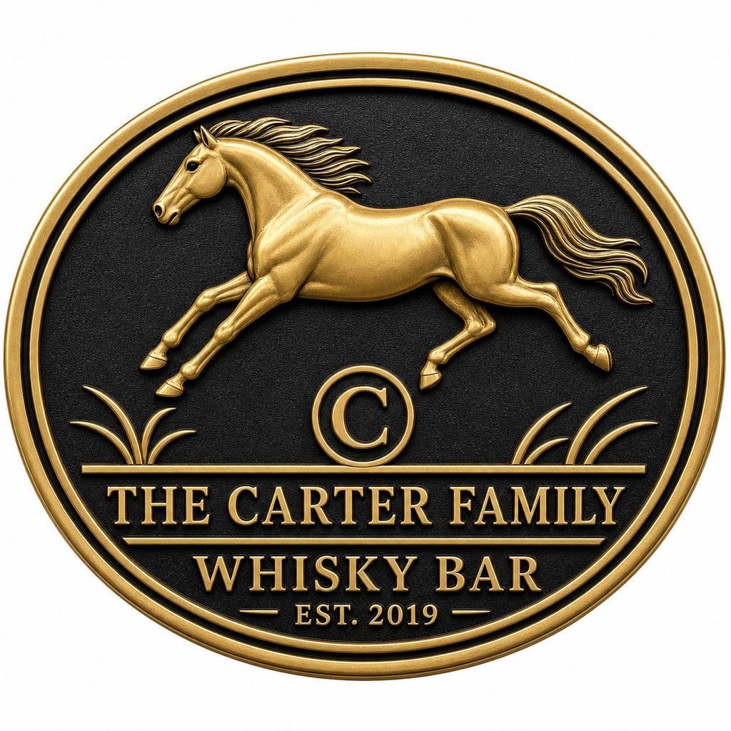 Personalized Home Bar Sign – Antique Brass Running Horse, Oval
