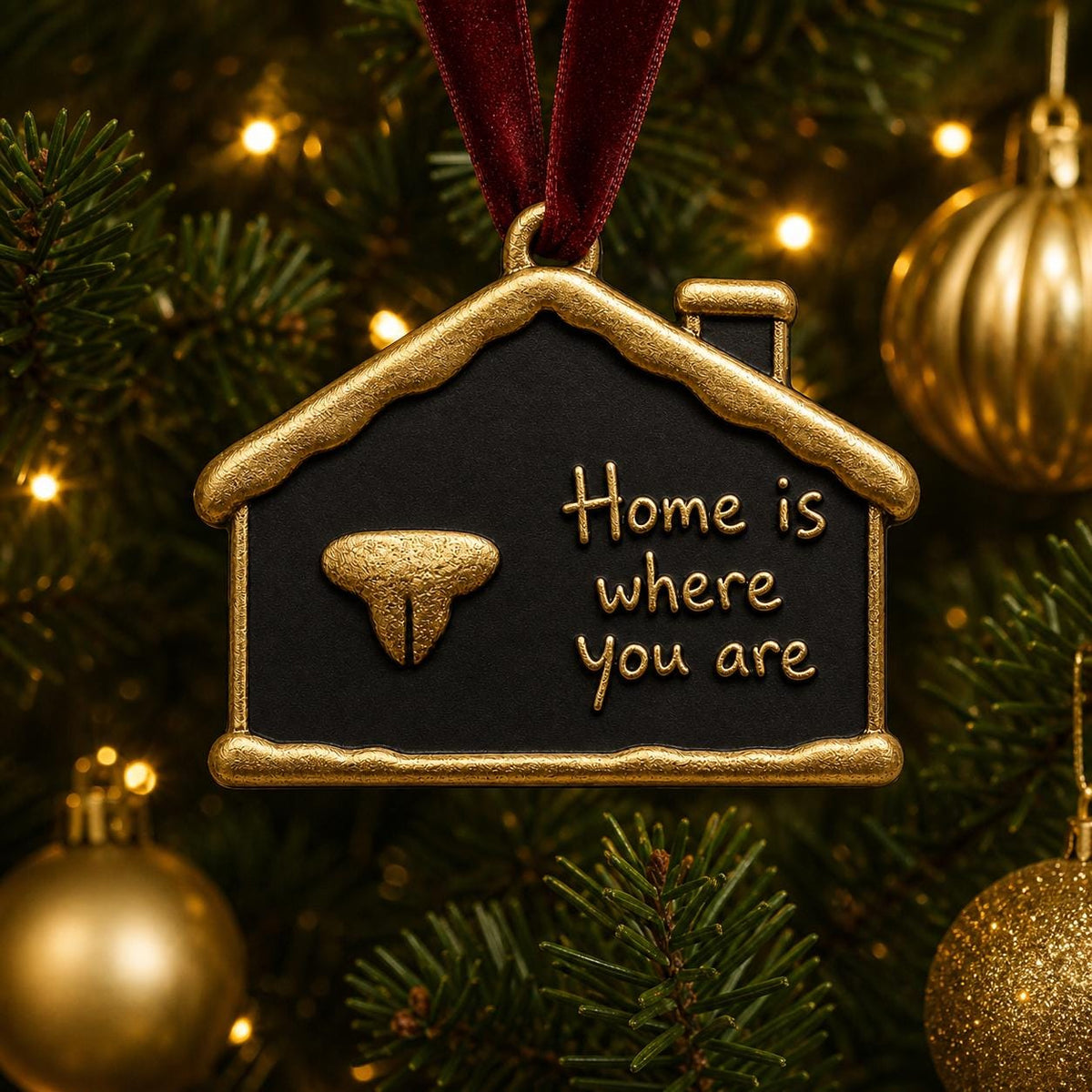 Pet Nose Print Ornament, Snowy House