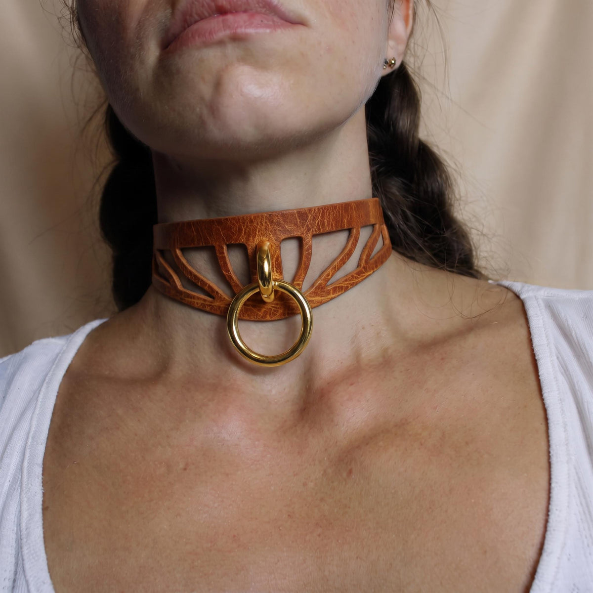 Leather Choker Collar, Italian Leather, Minimal Slim Daywear Gift