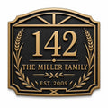 Wheat and Laurel Gable Plaque in Antique Brass