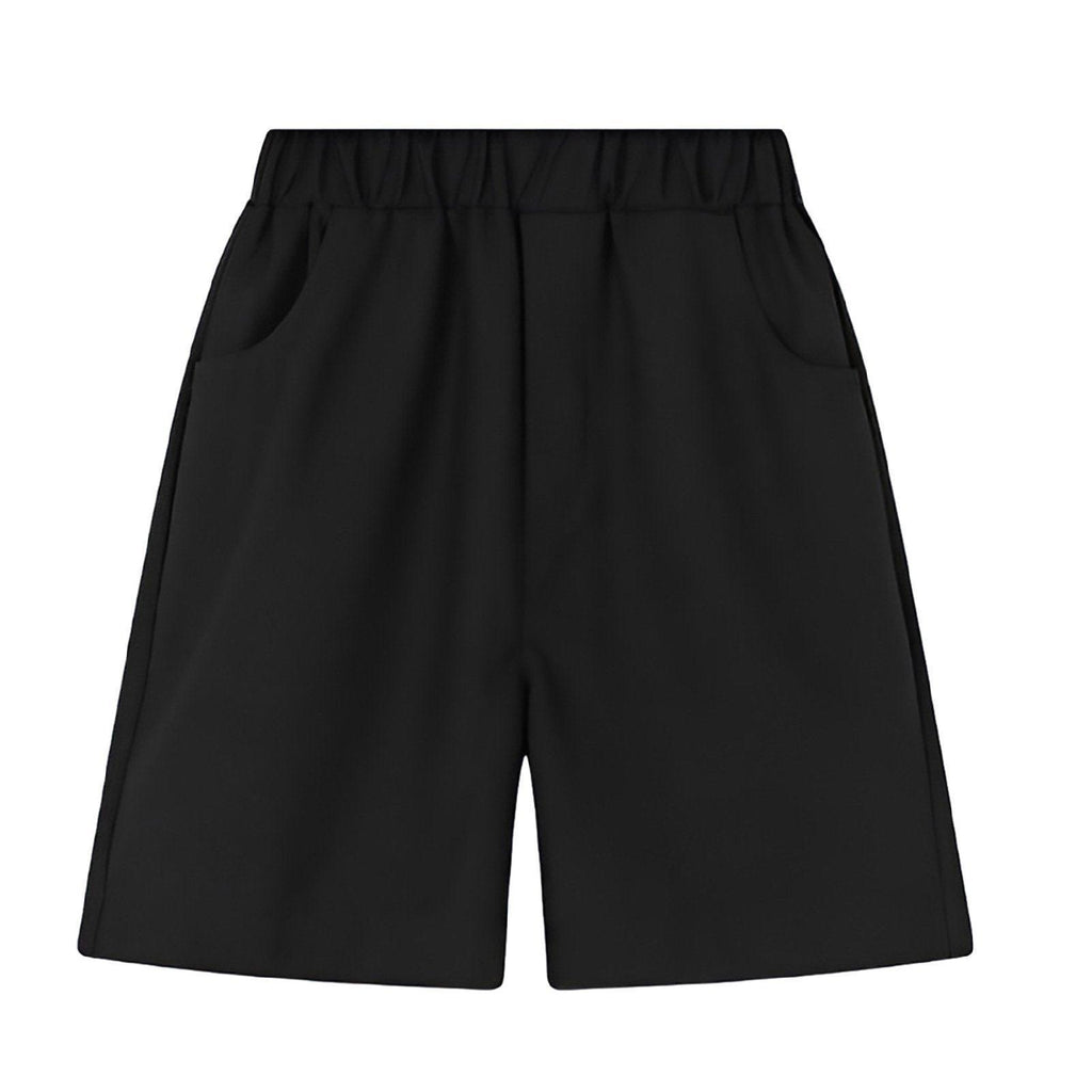 Black Boys Summer Shorts Casual Sport Elastic Waist Pants Breathable Cotton
