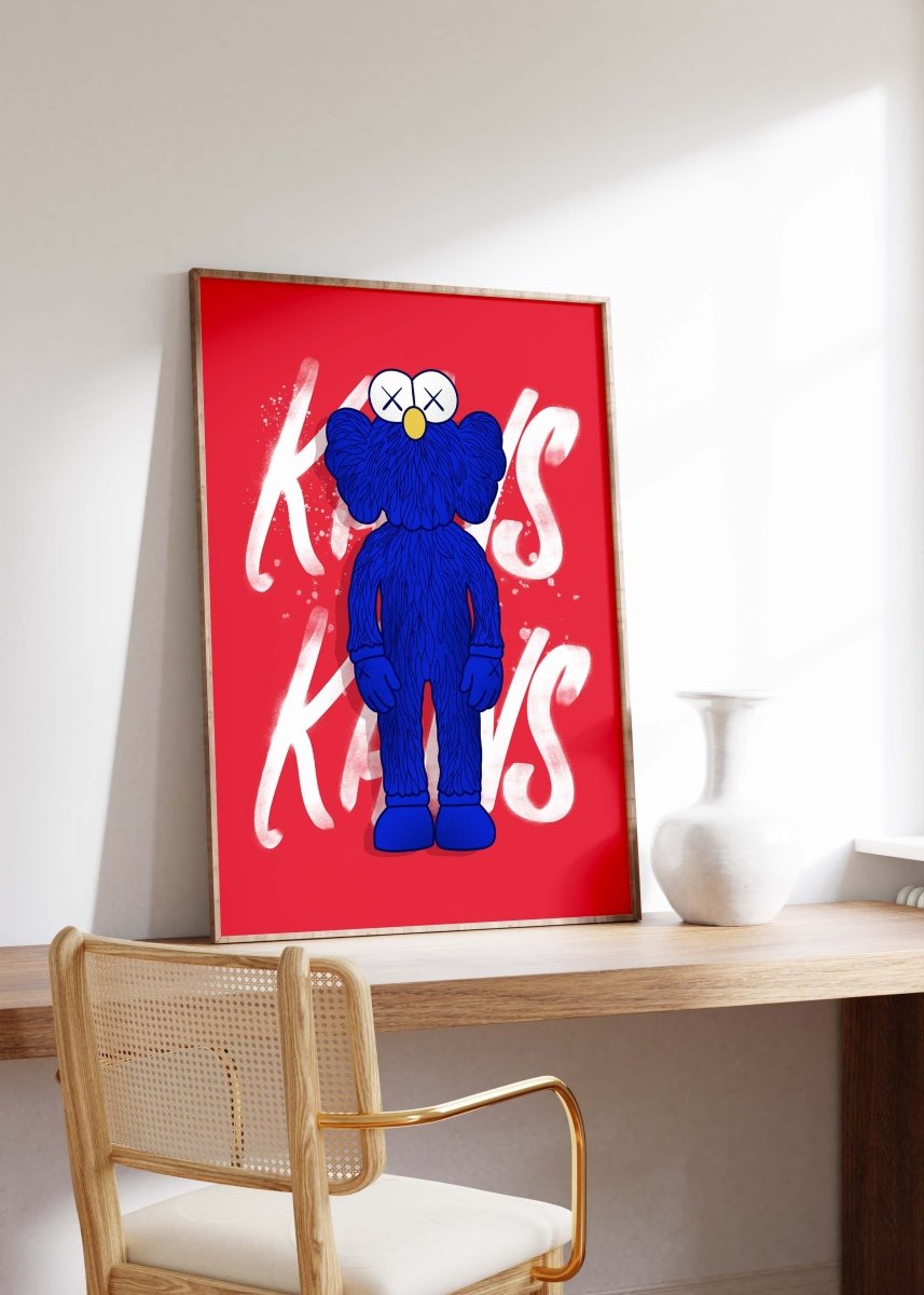 Blaue Street Art Figur Poster · Urban Pop Art Charakter Illustration · Moderne Graffiti Kunst · Print ohne Rahmen