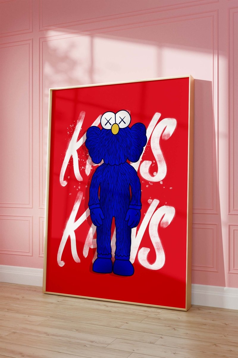 Blaue Street Art Figur Poster · Urban Pop Art Charakter Illustration · Moderne Graffiti Kunst · Print ohne Rahmen